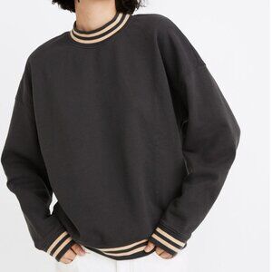 Madewell (Re)sourced Cotton Stripe-Trim Studio Mockneck Sweatshirt Women’s M